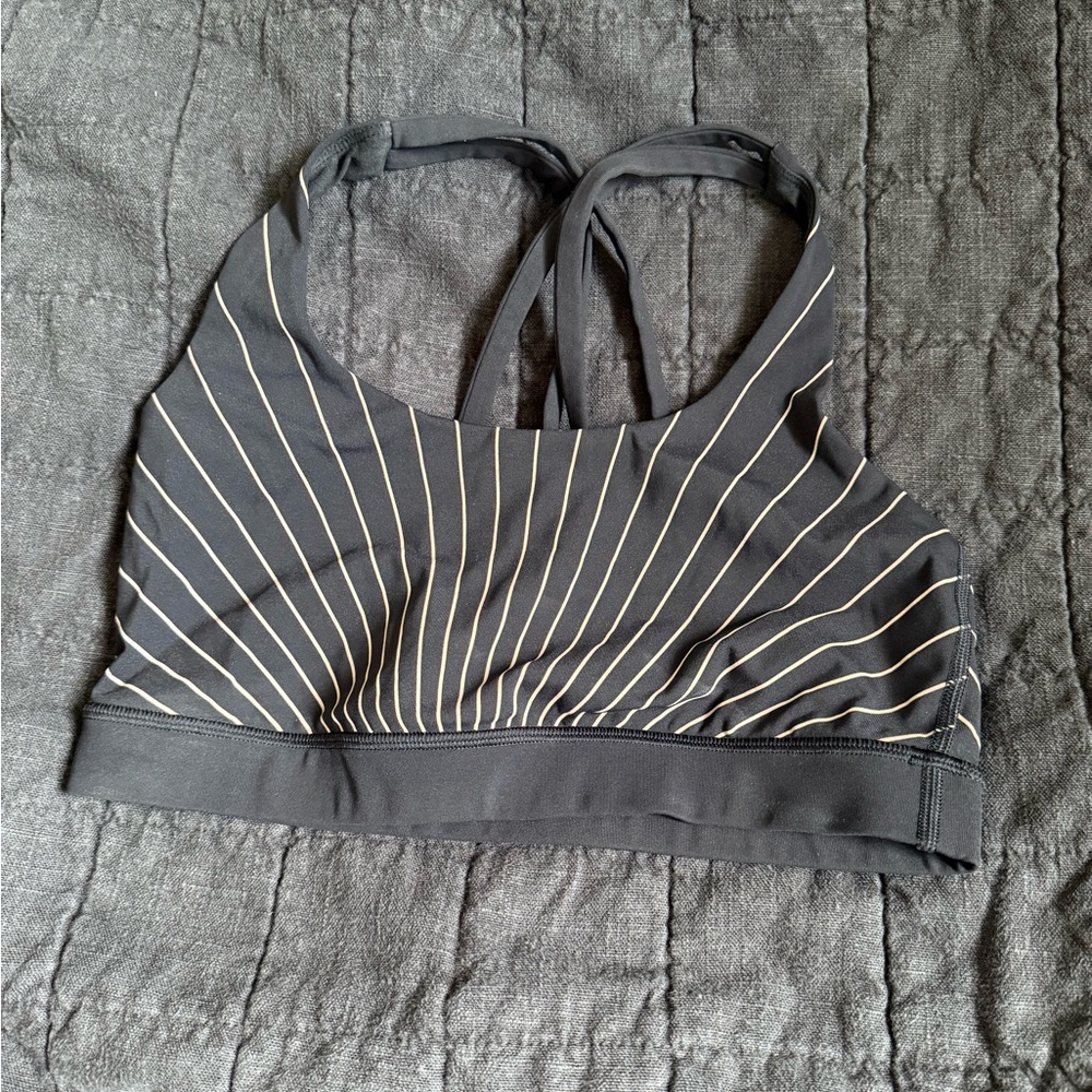 Lululemon Athletica Gray and Cream Striped Bra